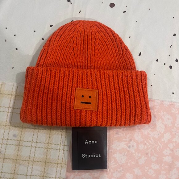 Acne Studios Orange Knit Beanie - Picture 1 of 8